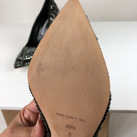 NWT Manolo Blahnik BB Black Satin Swarovski Embellished Crystal Pumps 9.5 - Picture 4 of 8